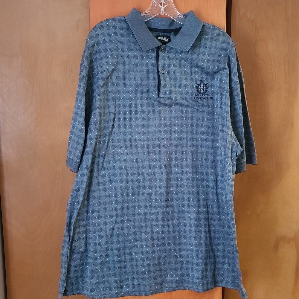 Mens Ping Collection SS Polo Shirt XL UV Protection Boca Raton Club Logo